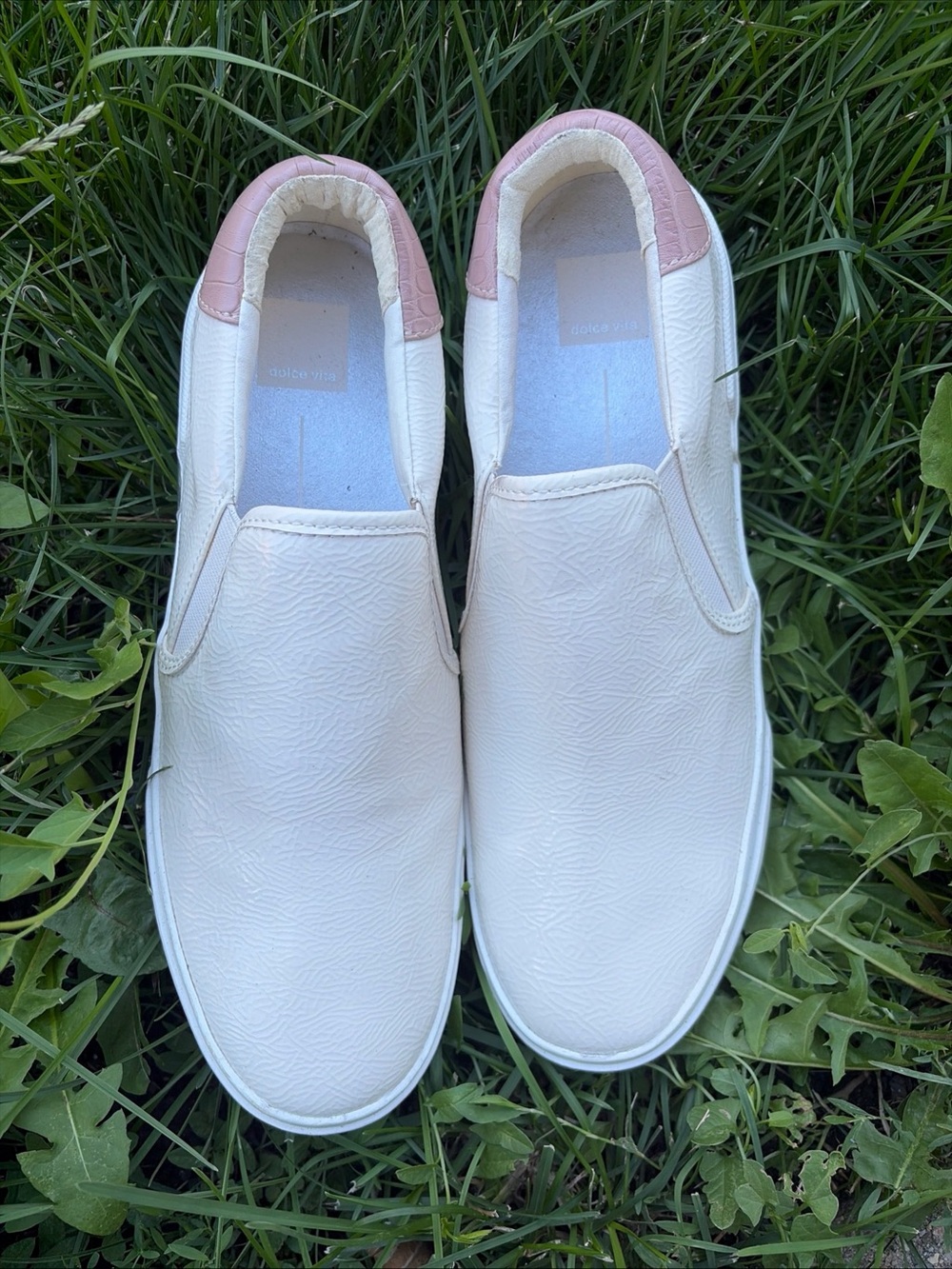 Dolce Vita Zaylor Sneakers Slip On White Sparkle Casual Womens Size 9.5